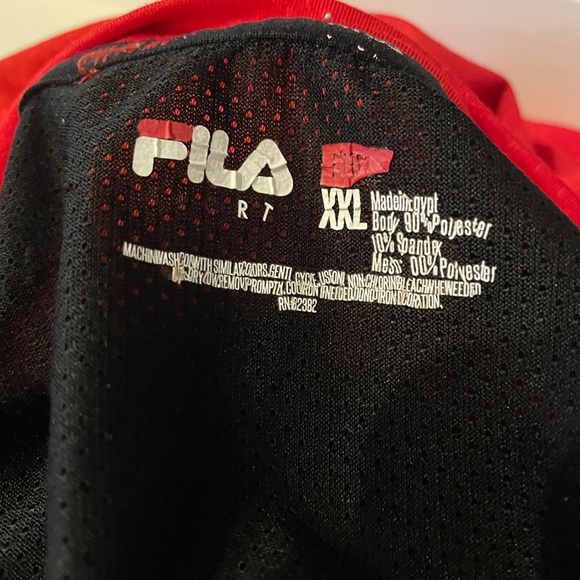 🌸🌸SALE! 4 for $20! MEN’S FILA SPORT DRI FIT BLACK & RED SHIRT SZ XXL - Picture 4 of 6